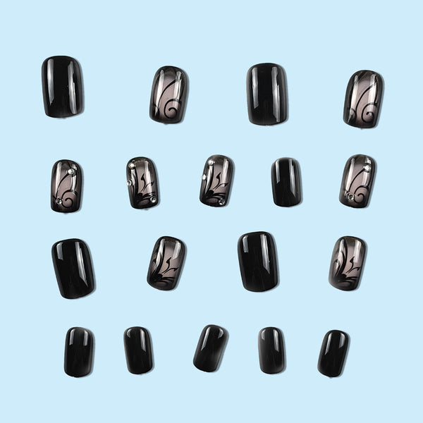 Dark Ins Style Black Vine Wearing Nails