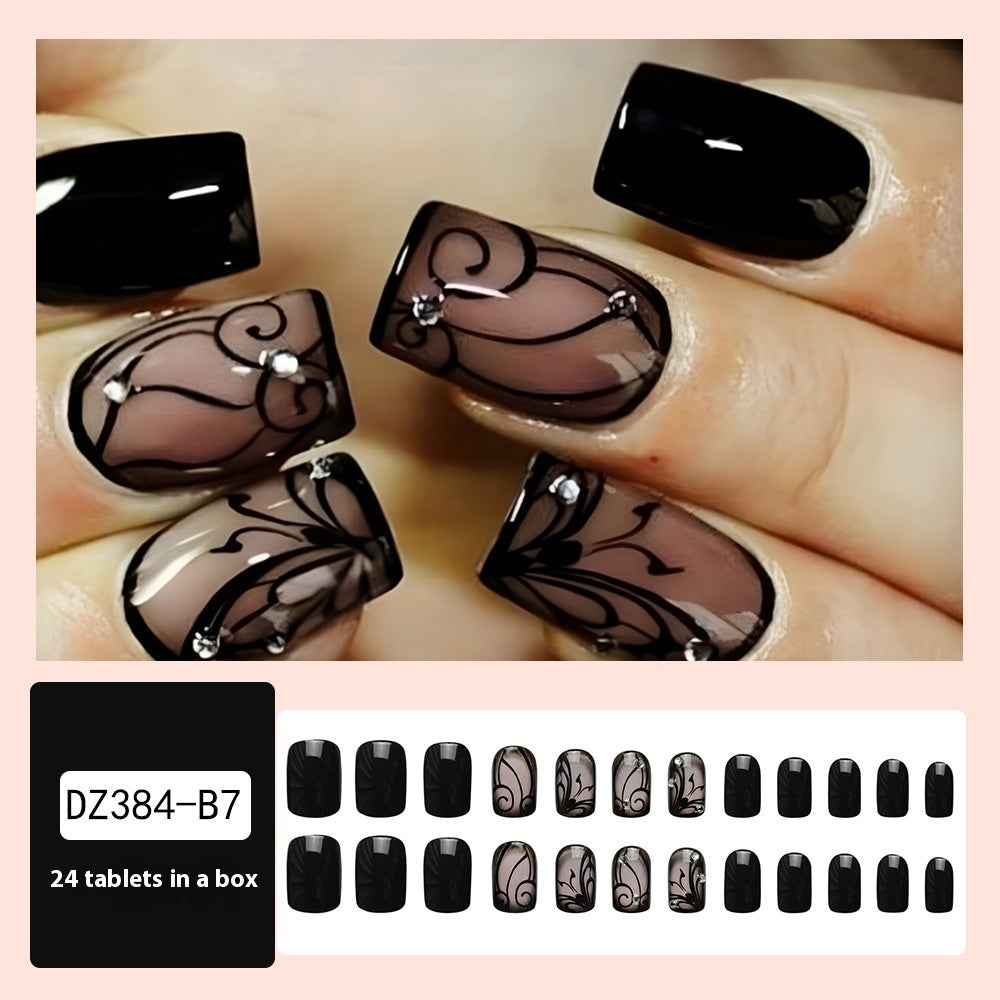 Dark Ins Style Black Vine Wearing Nails