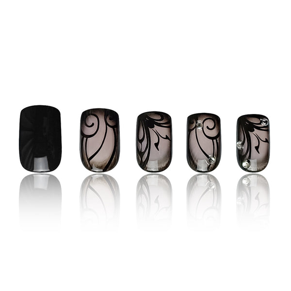 Dark Ins Style Black Vine Wearing Nails